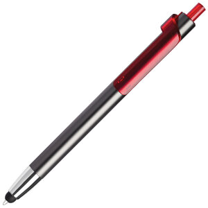 Ручка шариковая со стилусом PIANO TOUCH, цвет графит с красным