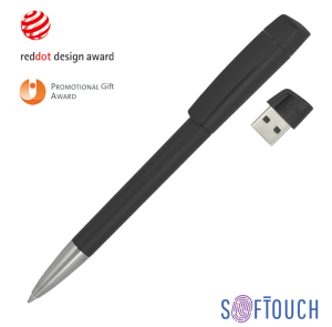 Ручка с флеш-картой USB 16GB «TURNUSsofttouch M», цвет черный