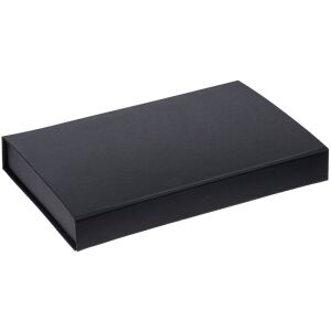 Коробка Silk с ложементом под ежедневник 13x21 см, флешку и ручку, цвет черная