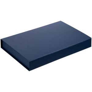 Коробка Silk с ложементом под ежедневник 13x21 см, флешку и ручку, цвет синяя