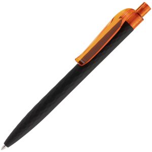 Ручка шариковая Prodir QS01 PRT-P Soft Touch, цвет черная с оранжевым