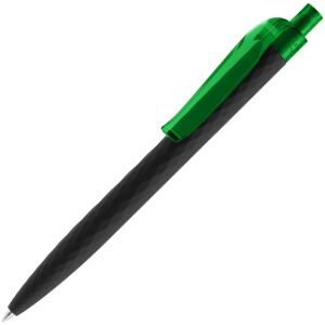 Ручка шариковая Prodir QS01 PRT-P Soft Touch, цвет черная с зеленым