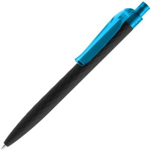 Ручка шариковая Prodir QS01 PRT-P Soft Touch, цвет черная с голубым