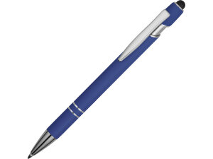 Ручка металлическая soft-touch шариковая со стилусом «Sway», цвет ярко-синий/серебристый
