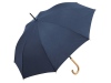 Зонт-трость 1134 Okobrella с деревянной ручкой и куполом из переработанного пластика, цвет нэйви