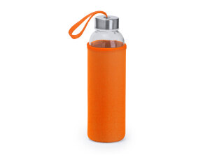 Бутылка стеклянная CAMU в чехле из неопрена, 500 мл, цвет прозрачный/апельсин