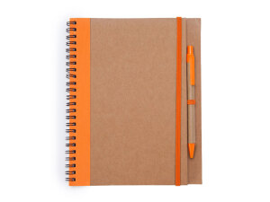 Блокнот А5+ ALANI с шариковой ручкой, цвет крафтовый/оранжевый