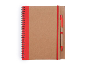 Блокнот А5+ ALANI с шариковой ручкой, цвет крафтовый/красный