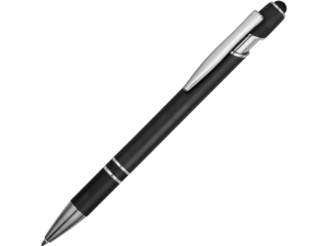Ручка металлическая soft-touch шариковая со стилусом «Sway», цвет черный/серебристый (P)