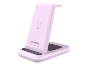 Беспроводное зарядное устройство 3-в-1 CANYON WS-304 (CNS-WCS304B), 15W, цвет розовый