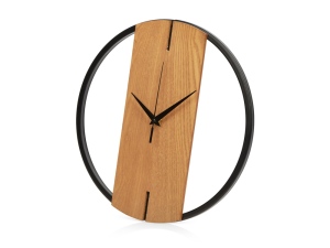 Деревянные часы с металлическим ободом, диаметр 30 см, 