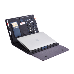 Мобильный офис с беспроводным зарядным устройством 5000 mAh, цвет серый с черным