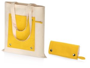 Складная хлопковая сумка для шопинга Gross с карманом, цвет желтый