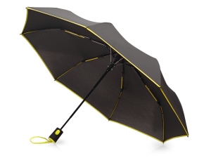 Зонт-полуавтомат складной Motley с цветными спицами, цвет черный/желтый