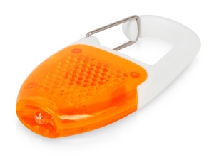 Брелок - фонарик с отражателем и карабином, цвет оранжевый/белый