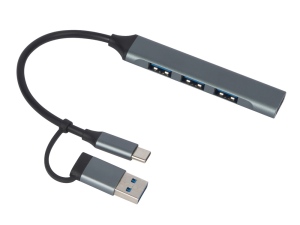 USB-хаб «Link» с коннектором 2-в-1 USB-C и USB-A, 2.0/3.0, цвет серый