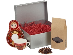 Подарочный набор: чайная пара, чай Глинтвейн, цвет серебристый