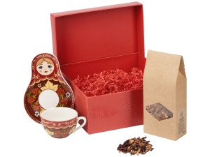 Подарочный набор: чайная пара, чай Глинтвейн, цвет красный