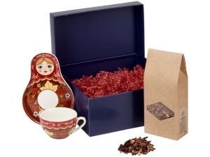Подарочный набор: чайная пара, чай Глинтвейн, цвет синий