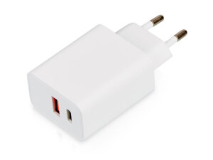 Сетевое зарядное устройство c выходами USB-A и USB-C «Recharger Pro», быстрая зарядка QC/PD, 30 Вт, цвет белый