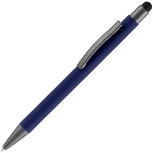 Ручка шариковая Atento Soft Touch со стилусом, цвет темно-синяя