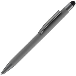 Ручка шариковая Atento Soft Touch со стилусом, цвет серая