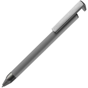 Ручка шариковая Standic с подставкой для телефона, цвет серая