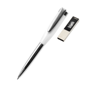 Ручка металлическая Memphys c флешкой 64Гб, цвет белая
