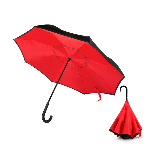 Зонт-трость механический  Chaplin, цвет черно-красный-S