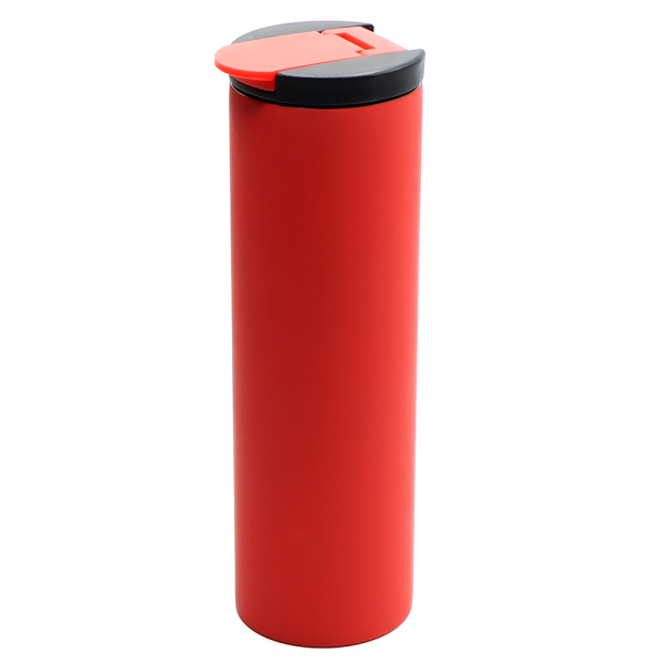 Термокружка с двойной металлической стенкой Rolly, софт-тач, цвет красный