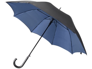 Зонт-трость полуавтоматический двухслойный, синий/черный