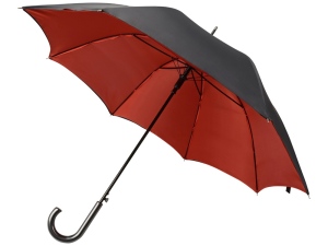 Зонт-трость полуавтоматический двухслойный, красный/черный