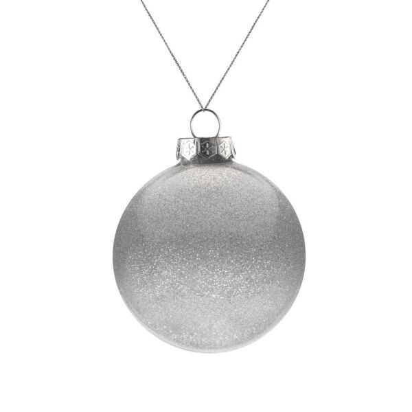 Елочный шар Finery Shine, 8 см, цвет глянцевый серебристый с глиттером