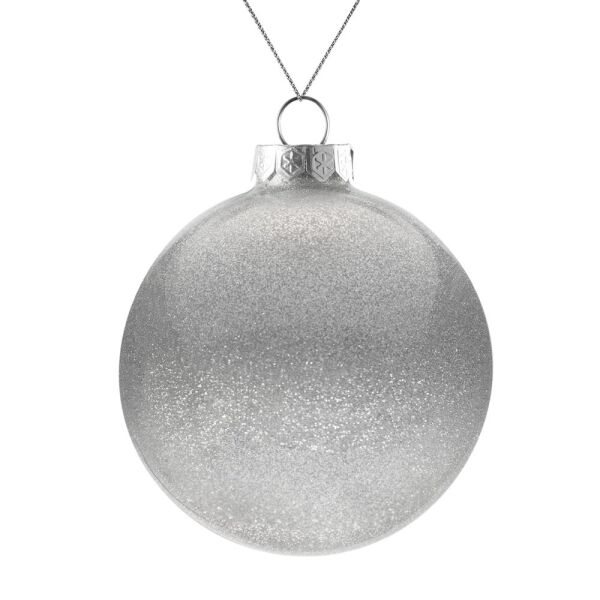 Елочный шар Finery Shine, 10 см, цвет глянцевый серебристый с глиттером