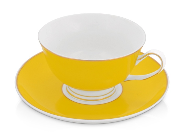 Чайная пара: чашка на 200 мл с блюдцем, желтый
