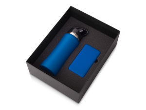 Подарочный набор с бутылкой для воды и повербанком С1, 5000 mAh, цвет синий