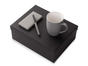 Подарочный набор c кружкой, пластиковой ручкой и повербанком С2, 10000 mAh, цвет серый